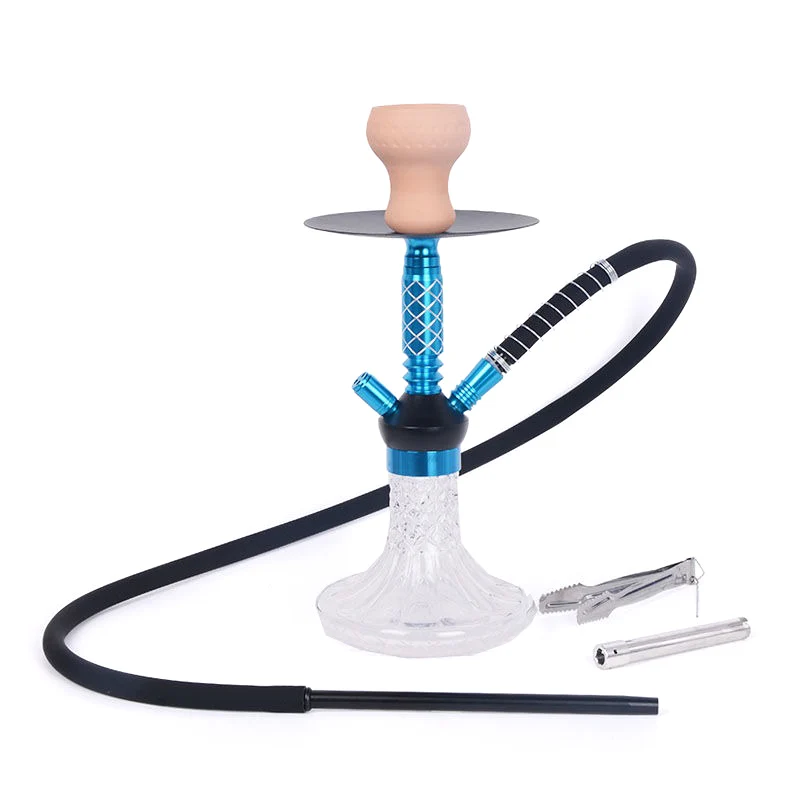 Portable,Golden Blue Black Purple Red Sky blue,15.8in\40cm Small Premium,Single Hose 1,Bar Shisha Full Smoking Pipe Hookah Set