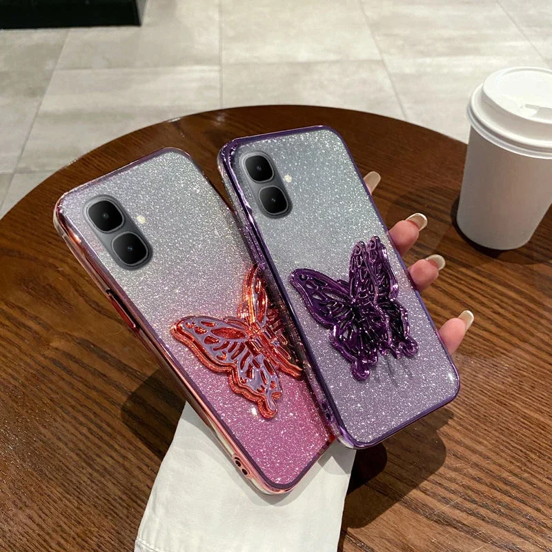 

3D Butterfly Phone Case for infinix Smart 10 Plus Crystal Bracelet Glitter Plating Case for infinix Smart 10 Plus Back Cover