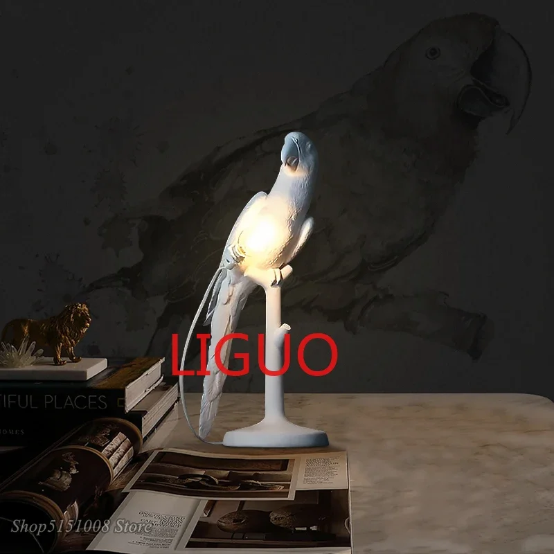 creative resin animal parrot table lamps Nordic living room bedroom study children's room bedside desk lamp Decor Light Fixtures