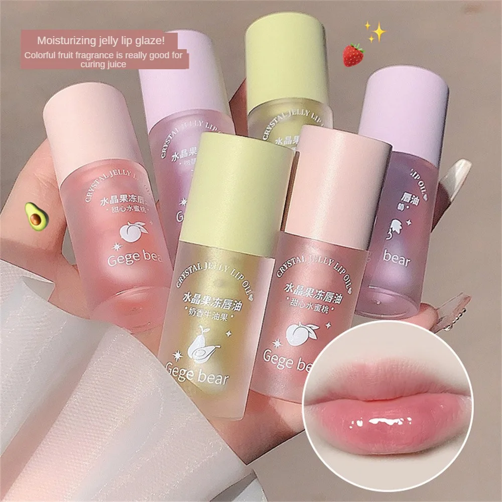 Fruity Crystal Jelly Lip Oil Hydrating Plumping Lip Coat for Lipstick Clear Lip Plumper Serum Tint Lips Care Makeup Cosmetic