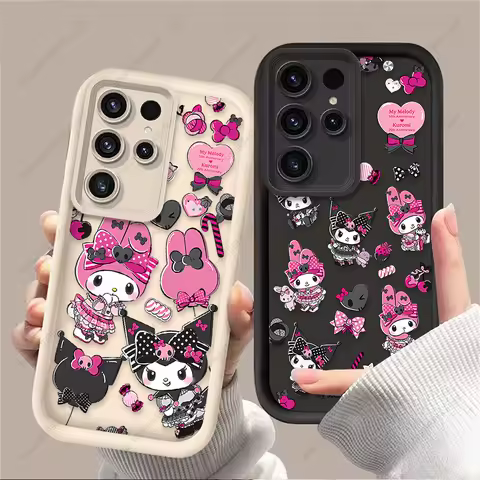 Cute Cartoon Melody Rabbit Case For Samsung Galaxy S24 S23 S25 Ultra S22 S21 Plus FE A56 A36 A26 A16 A06 A15 A25 A35 A55 5G Etui