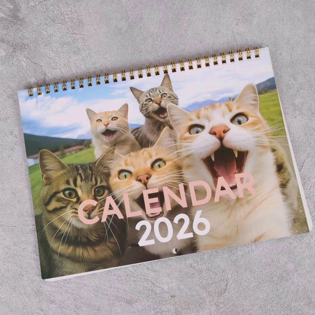 

2026 Cat Art Calendar Wall Calendar Daily Planning Calendar Business Kitten Pattern Suitable For Bedroom Living Room Etc