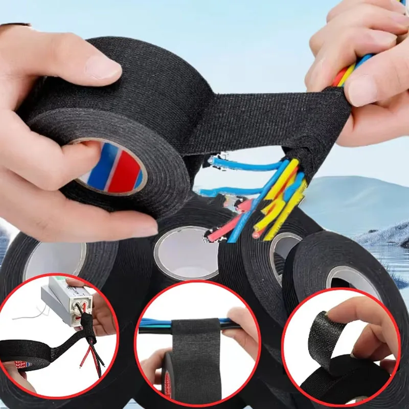 1-16PCSWiring Harness Tape Heat Resistant Fabric Tape for Automotive Electrical Wrapping Insulation Cable Protection Wire