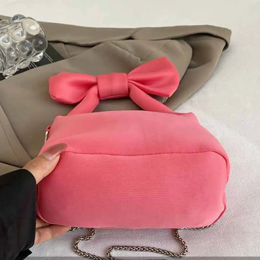 Princess Bag Creative Women Bow Handbag Large Capacity Pink Solid Color Wristlet Bag Black Red Sweet Shoulder Bag Shopping