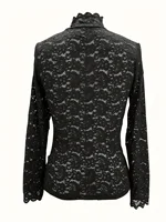 Chemise à manches longues en dentelle élégante pour femmes T-shirt Design féminin sophistiqué Sous-vêtements confortables Haut 2