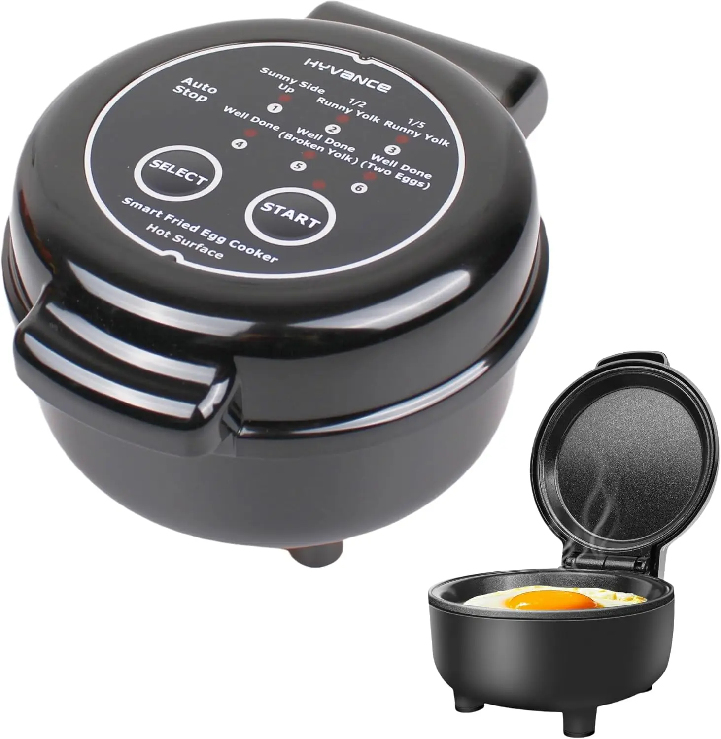 

Smart Fried Egg Cooker, Automatic Fried Egg Maker for 6 Features like Sunny Side Up, Over Easy, Fully Cooked & More. Auto