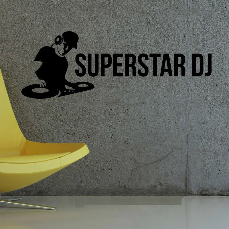 

SUPERSTAR DJ музыка DJ настенная художественная Наклейка для дома DIY Украшение Декор Настенная роспись Съемная Спальня наклейка стикер s 57x168cm