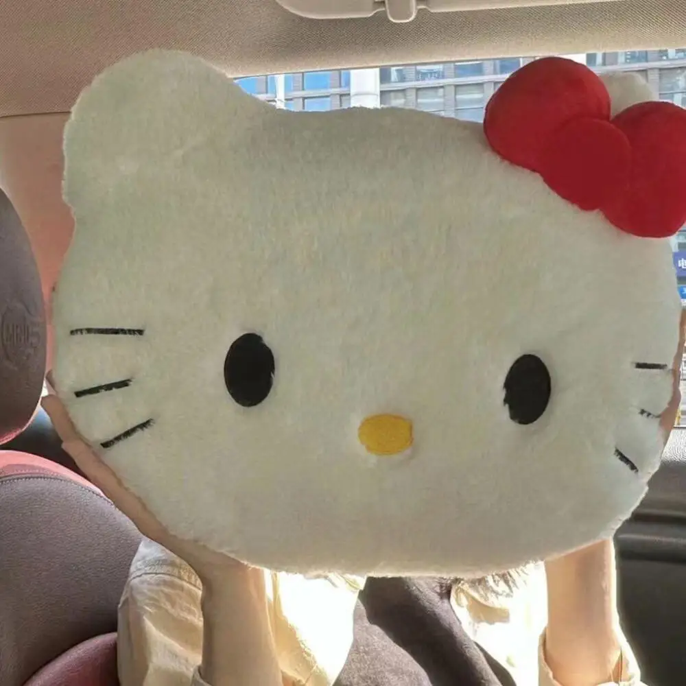 Sanrio 만화 헬로 키티 인형 볼스터 카와이 키티 고양이 큰 머리 소파 침대 옆 쿠션 유연한 인형 인형 낮잠 베개 선물