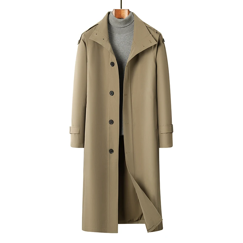 

High-quality Men's Business Casual Windbreaker, Solid Color Daily Windproof Long Jacket, Elegant British Style Coat.