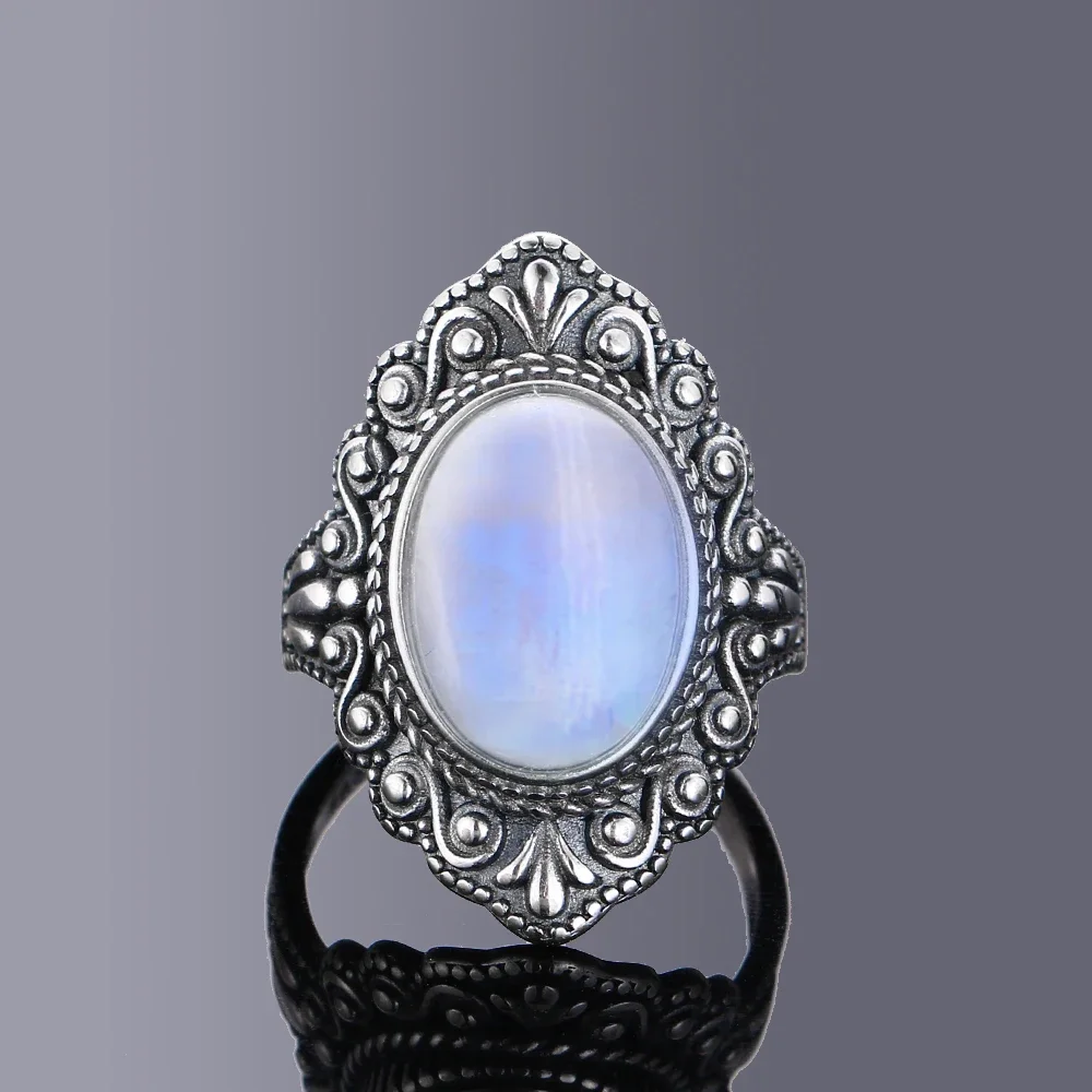 Nasiya Vintage Oval Natural Moonstone Rings For Women S925 Silver Ring Jewelry Finger Ring Gemstone Rings Party Gift