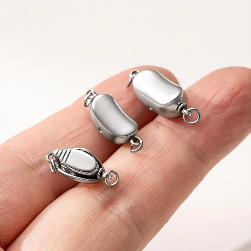 2pcs Stainless Steel Press Buckle End Clasp Slide Connectors Clasps For DIY Pearl Necklace Bracelet Jewelry Making Accessories view 3