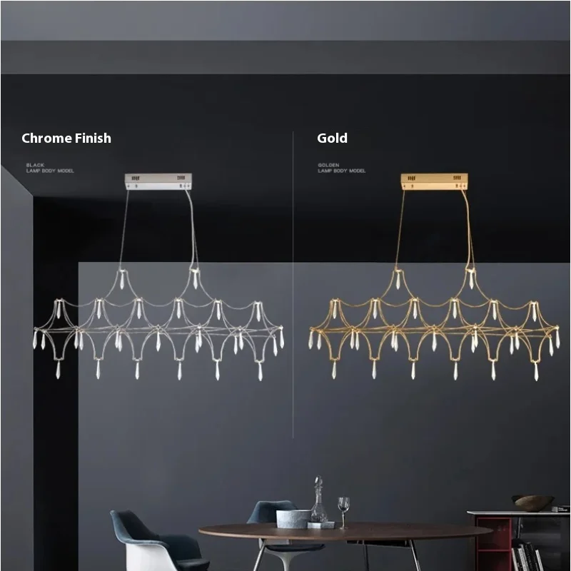 

Long pendant light, minimalist dining table, modern minimalist bar counter, front desk designer, artistic crystal LED light2025