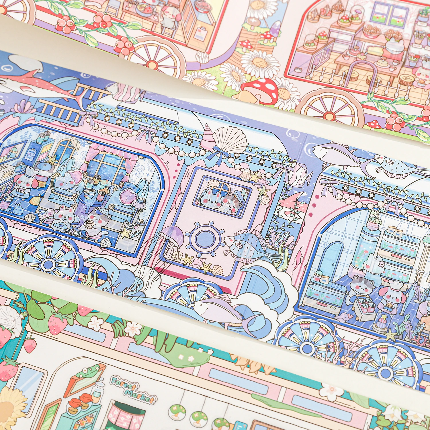 Kawaii حلم التجوال قطار ثلاثية الأبعاد قطار الوقت المشهد ملصق DIY جيب المقصورة المشهد هدايا عيد الميلاد ﻿