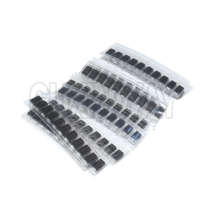 90 قطعة المعدل ديود 1N4007 1N4001 1N4004 SS14 SS24 SS34 SS16 SS26 SS36 SMD شوتكي ديود مجموعة متنوعة