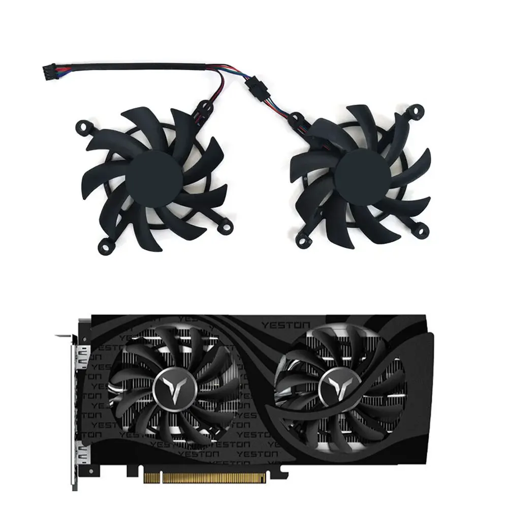 

New 2Pcs 85mm 12V Graphics Card Cooling Fan For YESTON RTX 3050 3060 3060 Ti RX 6500 6600 6600 XT GAGE Graphics Card Cooler fan