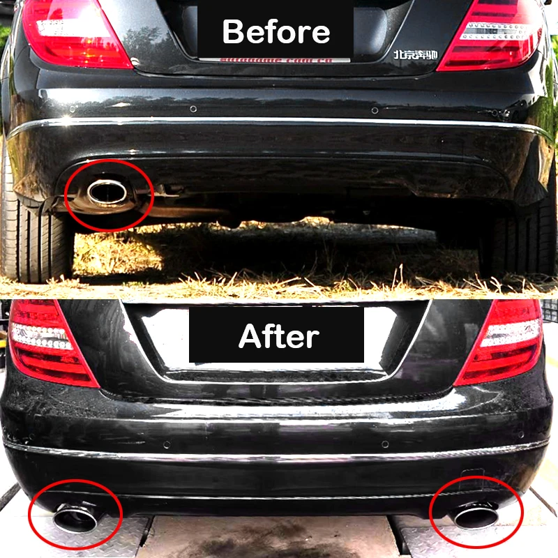 Car Exhaust Parts For Mercedes-Benz W204 C180 C200 C260 Upgrade C300 Dual Outlet Tailpipe Muffler Exhaust System