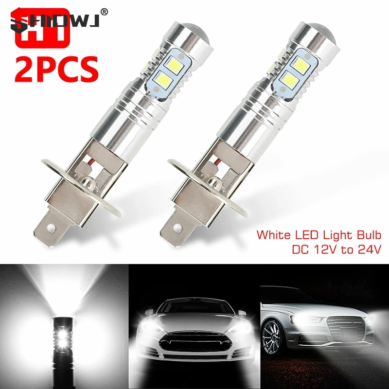 2PCS H1 LED Headlight Fog Driving Light Bulbs 6000K Super White 100W Headlight Beam Fog Driving Light Bulbs