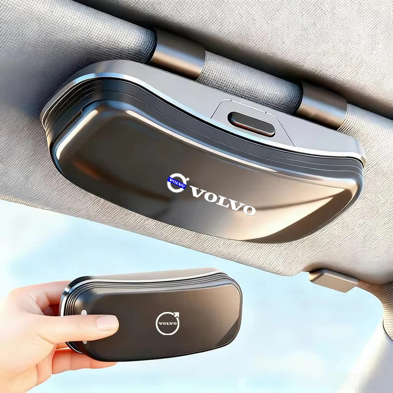 Caixa de Óculos para Quebra-Sol de Carro Volvo, Estojo de Armazenamento de Óculos de Sol Automotivo para Volvo XC60 XC90 V40 V60 S60 V50 V90 S80 C40 XC40 V70 XC70 C30 C70.