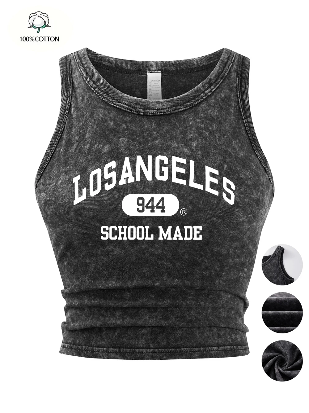 Los Angeles School Made Druck Weste Tops Sommer Damen Baumwolle gewaschen T-Shirt enge dünne Distressed Tank Top Y2K Sexy Kleidung