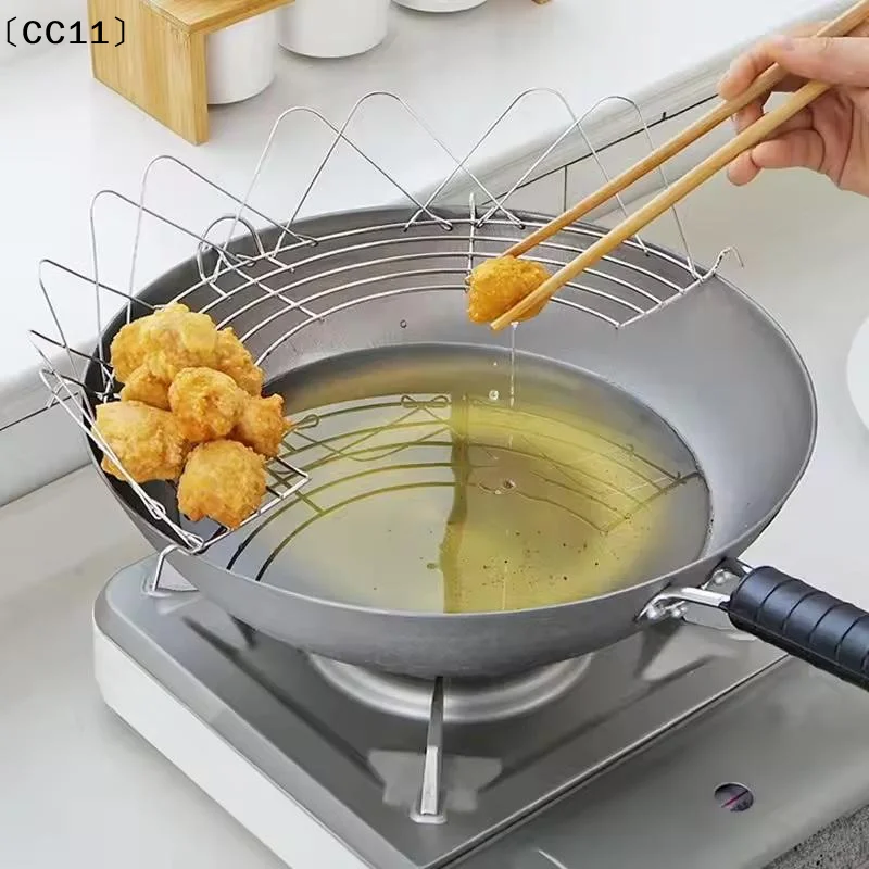 Stainless Steel Fry Oil Drainer Rack Heat Resistant For Home Kitchen Frying Chicken Snacks〔CC11〕