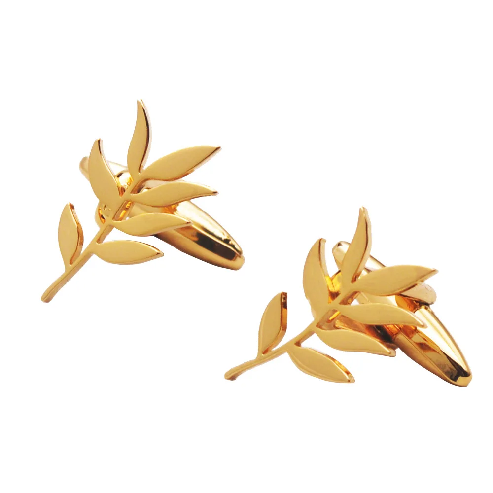 Peace Olive Branch Cufflinks Stainless Steel Texture Men's Formal Sleeve Studs Business Suit Shirt Cufflink Pin Accessories