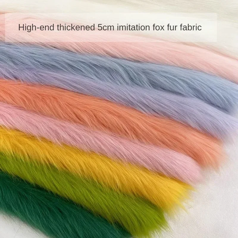 

Thickend Faux Fox Long Hair Plush Fabric By The Meter for Coats Collar Toys Carpet Diy Sewing Plain Soft Warm Fur Cloth Red Blue