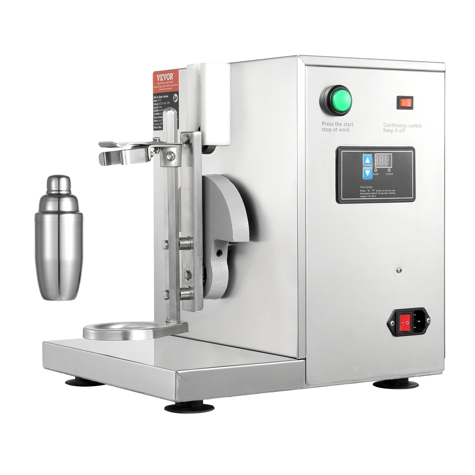 VEVOR Milkshake Maker Machine 120W Commercial Milk Tea Shaker Machine Single Head Milk Shake Mixer Machine