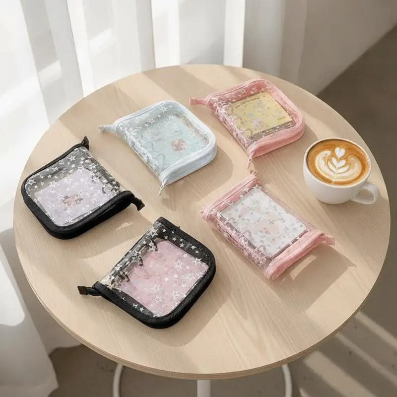 PVC A8 Card Binder Star Glitter Print Loose-leaf 3 Inch Photo Album Card Storage Book Journal & Collectibles