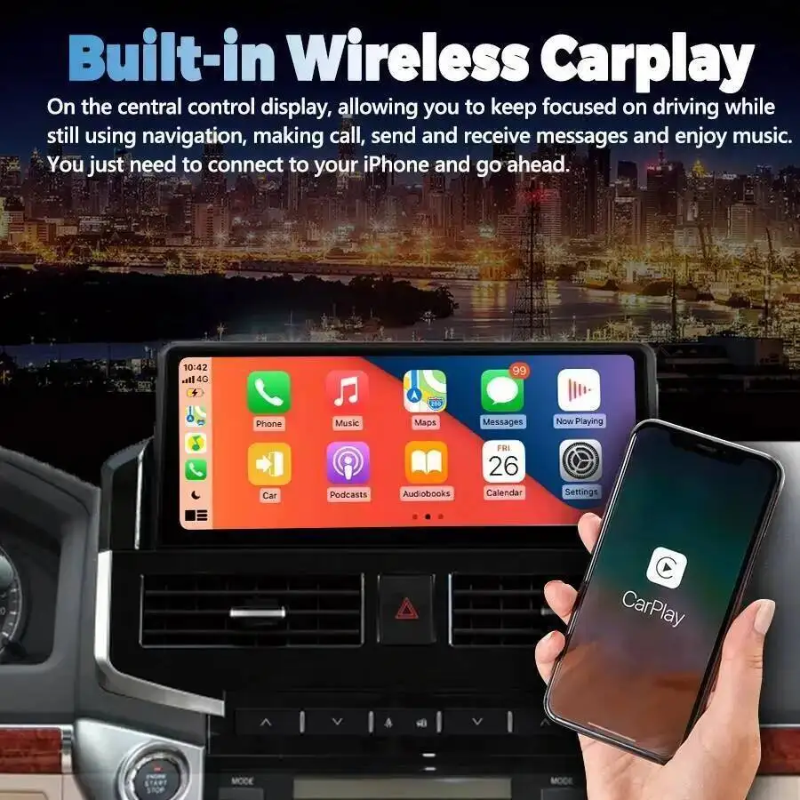 12.3inch Android Screen Multimedia Video Player For Toyota Land Cruiser 200 LC200 LC300 2007-2021 Auto Carplay GPS Navi Stereo