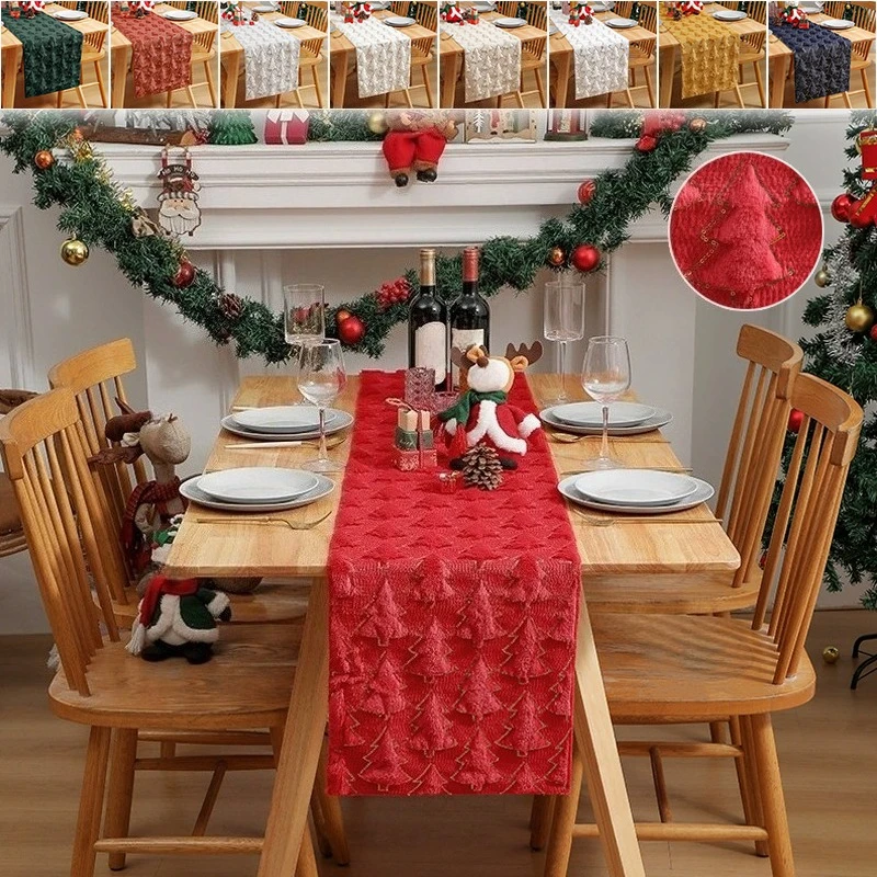 

2025 Christmas Decoration Embroidered Sequins Tablecloth Solid Color Reusable Rectangle Tablecloth for Home Party Dining Decor