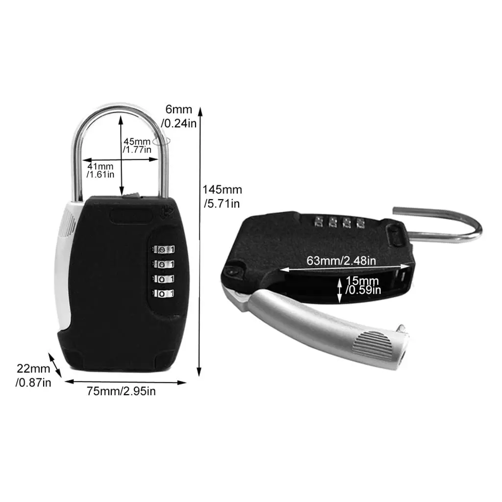 Guard Key Black Realtor's Lockbox Portable Resettable Hanging Key Safe Combination Lock Box for House Keys Realtors Vacation