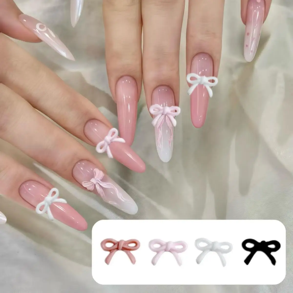 60 قطعة خط الحلو الانحناء مسمار الفن السحر بلون جوفاء الشريط Bowknots الراتنج مسمار الزينة DIY بها بنفسك القرط الأظافر لوازم