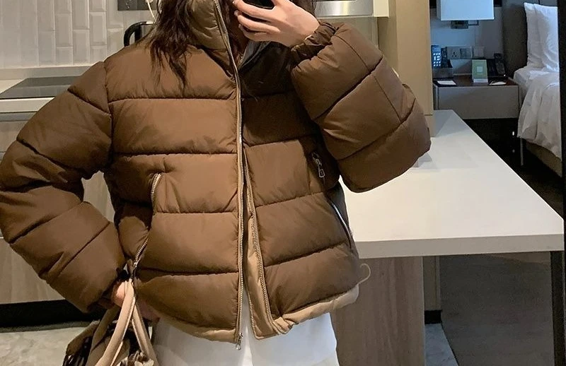 Two Sided Women's Clothing Winter Contrasting Short Cotton Jacket and Bread Jacket Trend