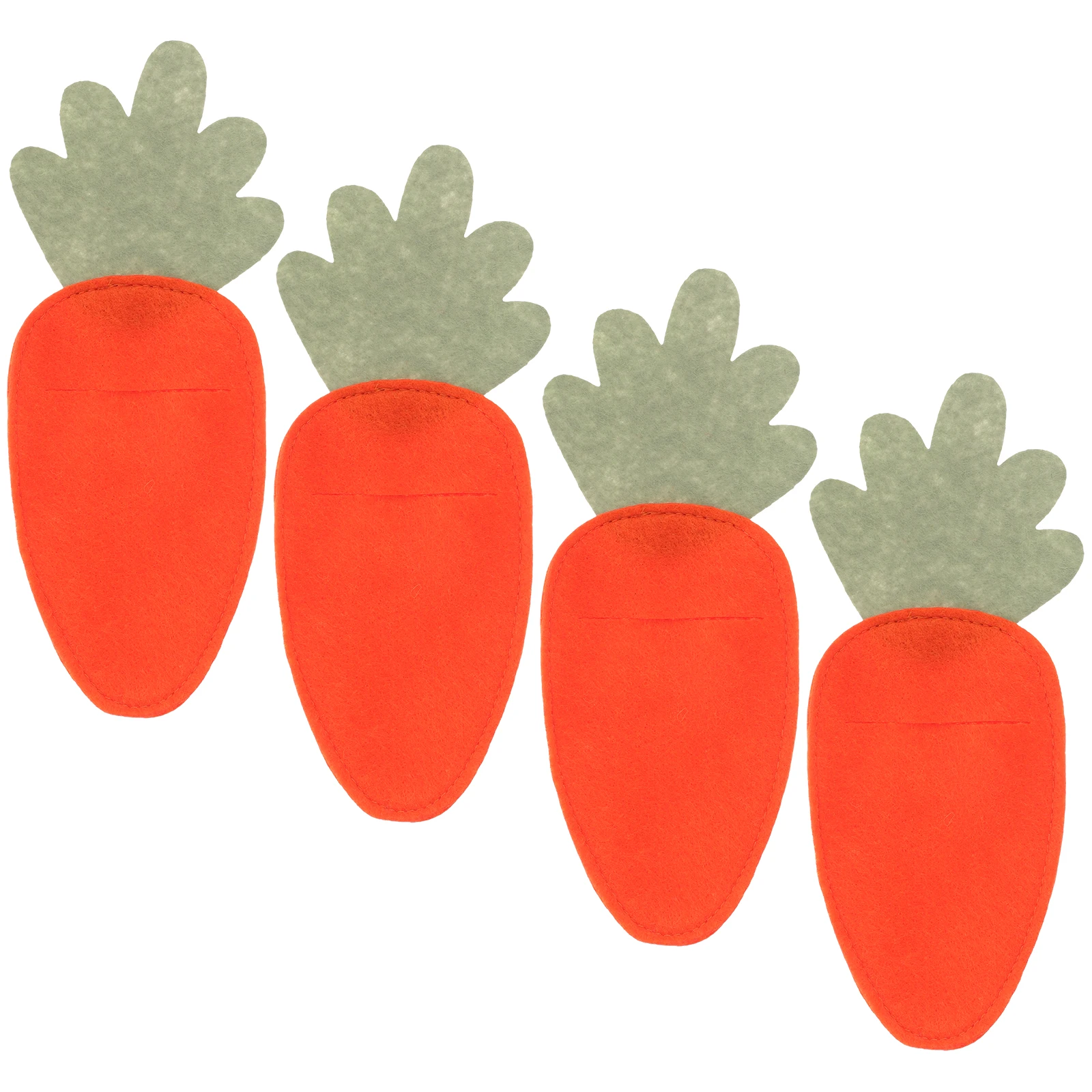 

4pcs Carrot Fork Cutter Cutlery Holder Pouches Easter Tableware Storage Decor Non-Woven Fabric Utensil Bags Banquet Table