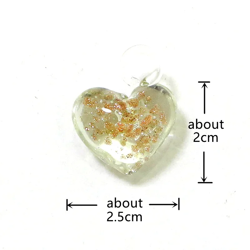 2pcs Murano Glass Heart Shape Pendant Miniature Clear Love Charms Ornaments for Diy Jewelry Making Accessories or Wedding Decor