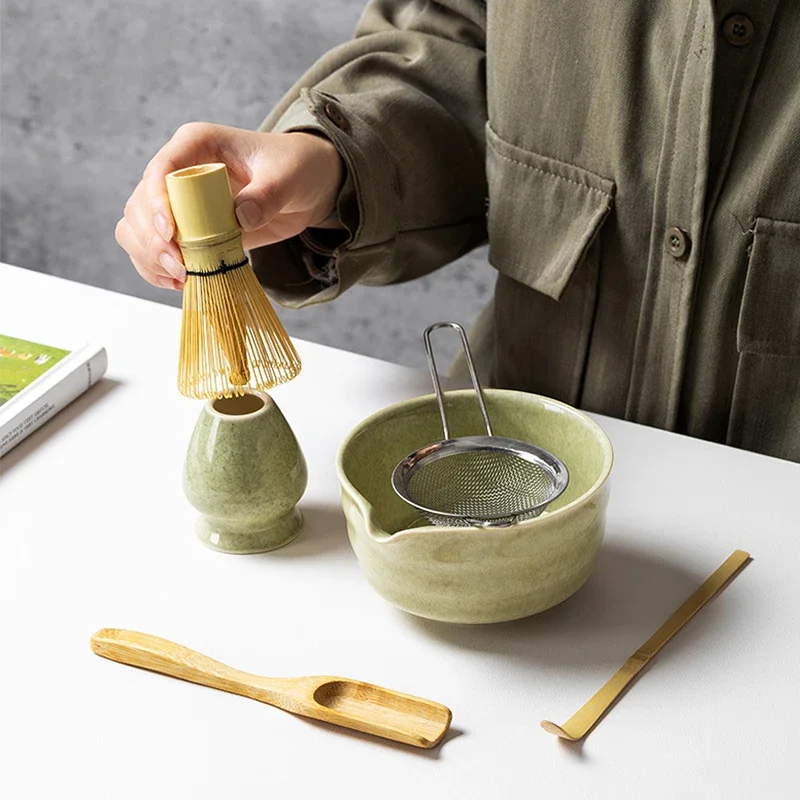 Japanese Matcha Blender Ceremony 4/5/6/7pcs Set Ceramic Chawan Bowl Bamboo Whisk and Tea Scoop Matcha Tools Kit for Tea Lovers - view 5