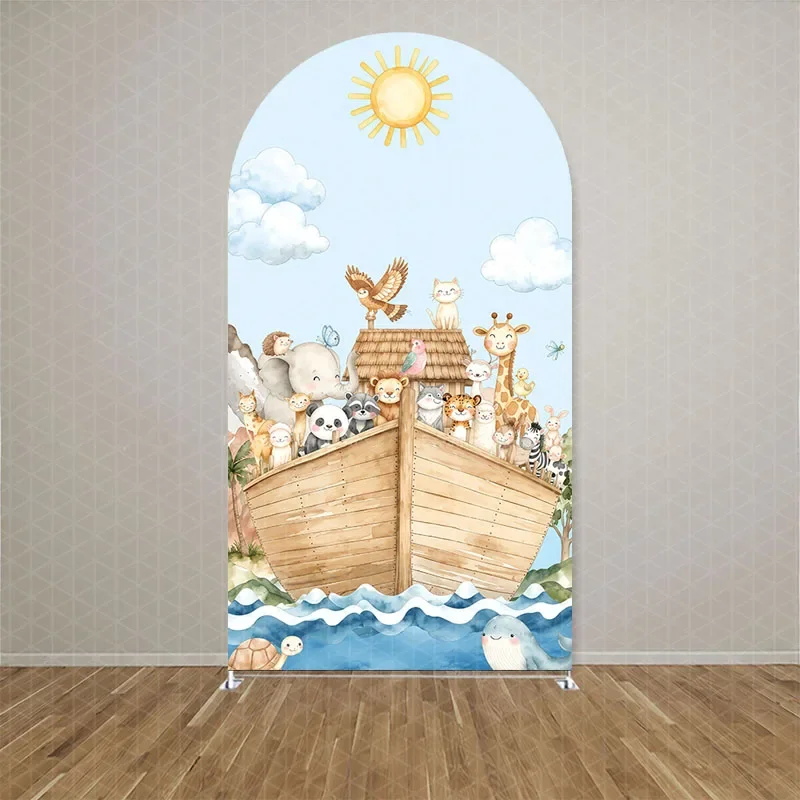 Noah Ark Boat animals Arch Backdrop Cover Kids children Birthday Party Baby Shower Decor double sided Photography Backgrounds