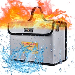 Fireproof Explosionproof Lipo Battery Guard Safe Bag Large Storage Space for Battery Storage Charging with Double Metal Zipper