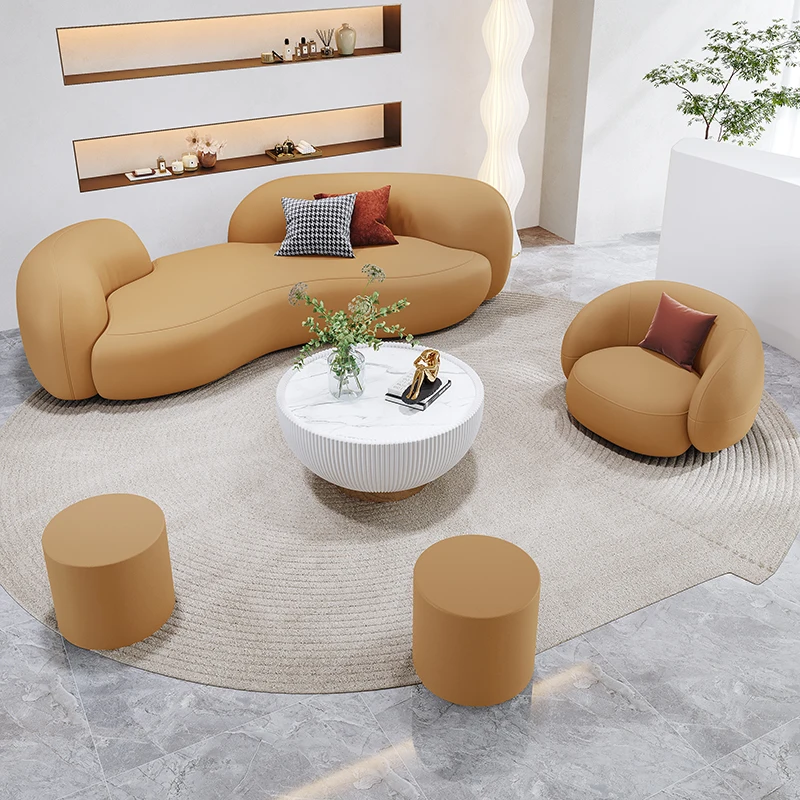 Sofa leisure beauty salon reception clothing store shaped sofa office coffee table combination