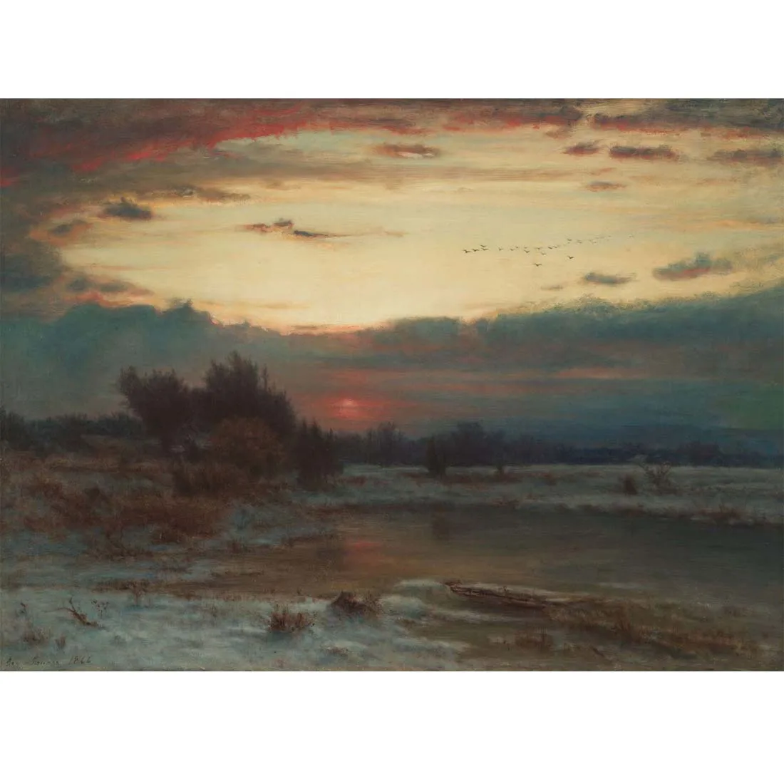 

Hand painted high quality reproduction of A winter sky by George Inness Landscape oil painting on canvas home decorations