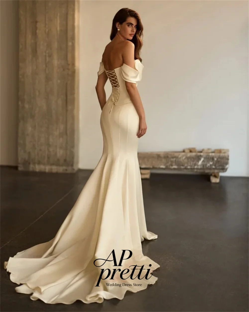 AP pretti Modern Off The Shoulder Mermaid Wedding Dresses For Woman Two Piece Satin Bridal Gown Customized Vestidos De Novia