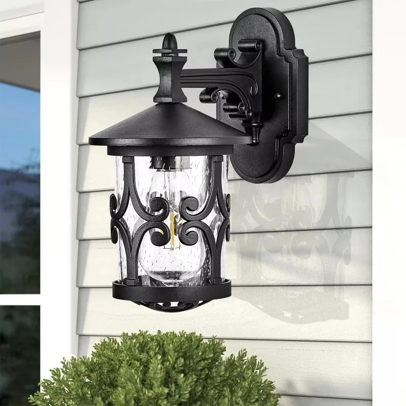 Outdoor Wall Light Rustic Aluminum Matte Black Mounted
