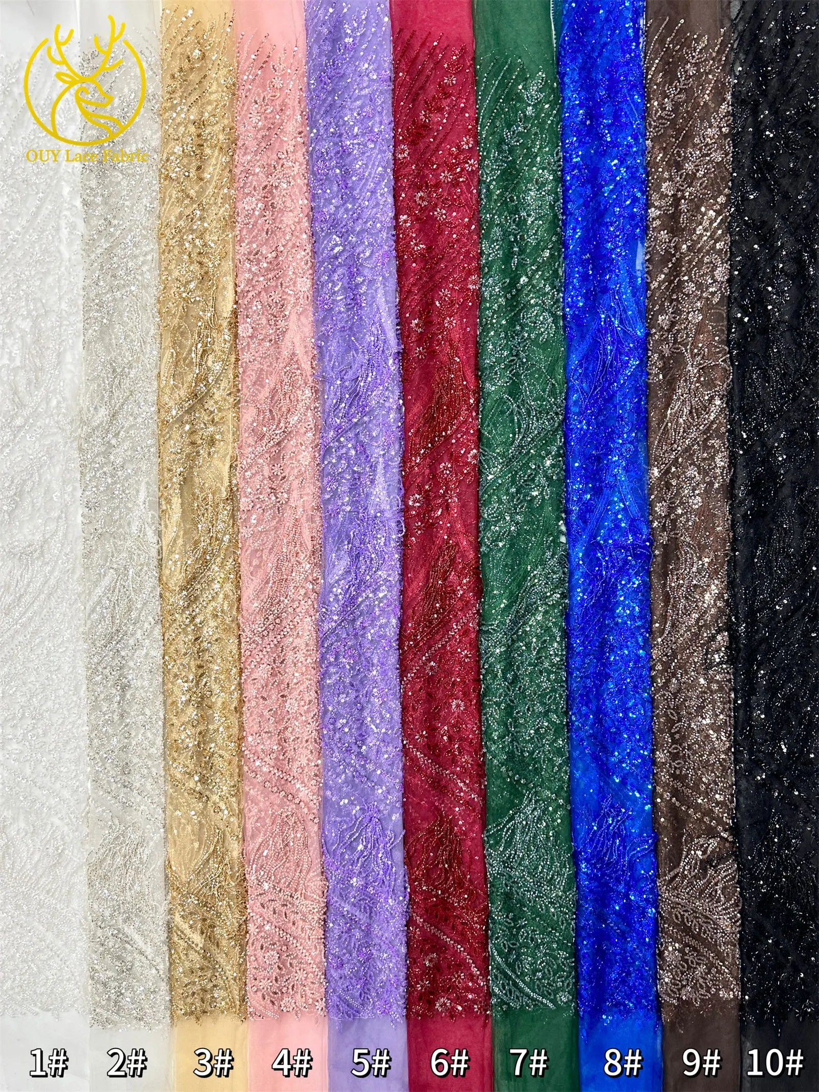 Grüner afrikanischer 3D-Anhänger-Perlen-Spitzenstoff 2026 Luxuriöser nigerianischer Pailletten-Spitzenstoff für Damen-Party-Hochzeitskleider – Detail 32