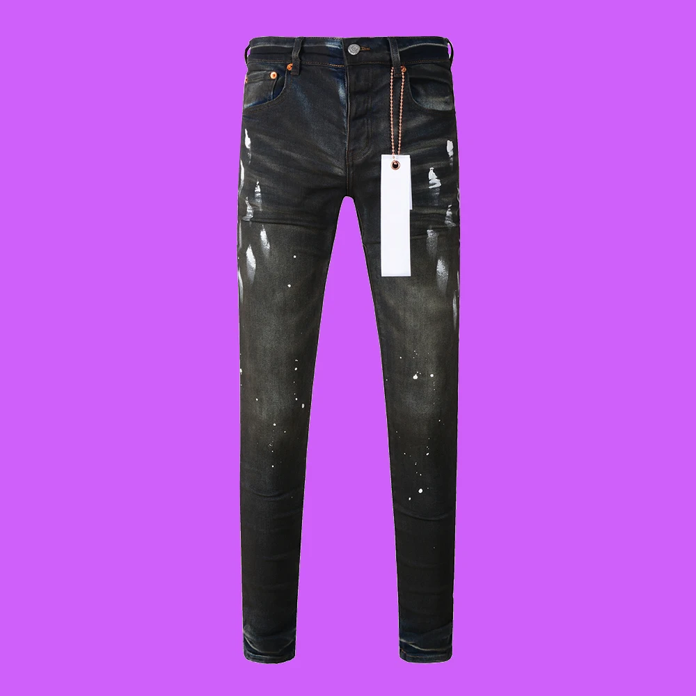 New Fashion Purple roca Jeans brand Lable American 1:1 High Street Mid Rise With Slim Leg Lined Back Muti Pockets pants