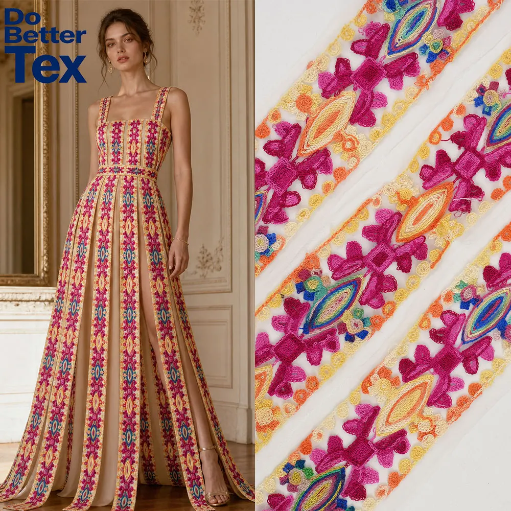 Patterned fabric strips sold by the yard are suitable for bridal bouquet wrapping, decoration, etc.