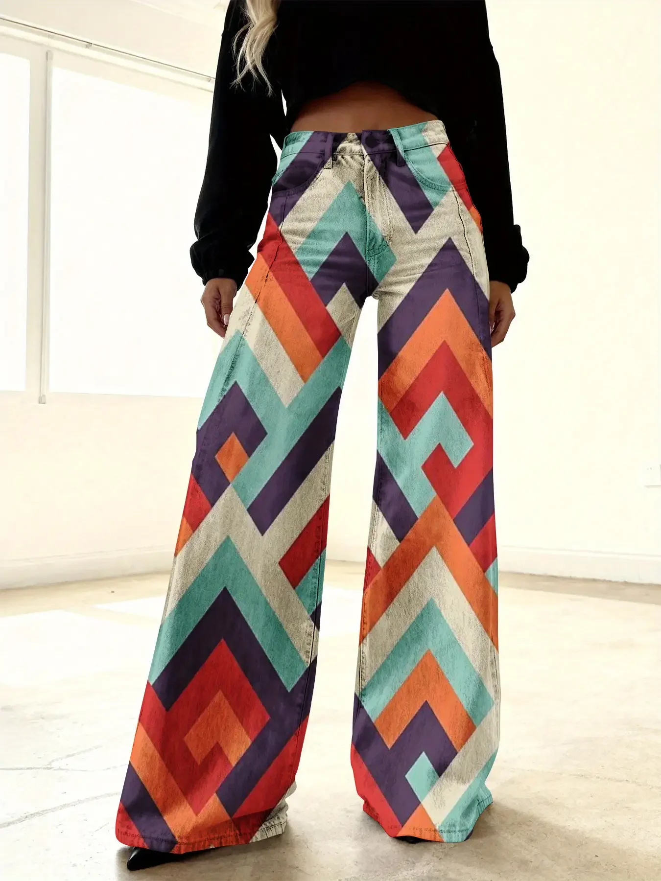 2026Ladies' new Christmas printed jeans made of imitation denim fabric, High end Queen pants