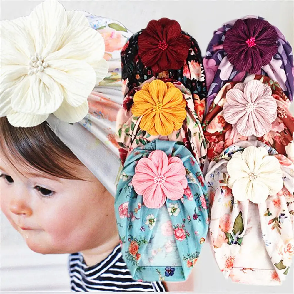 

Children Hair Accessories Infant Toddler Baby Headband Beanie Hats Kids Turban Bonnet