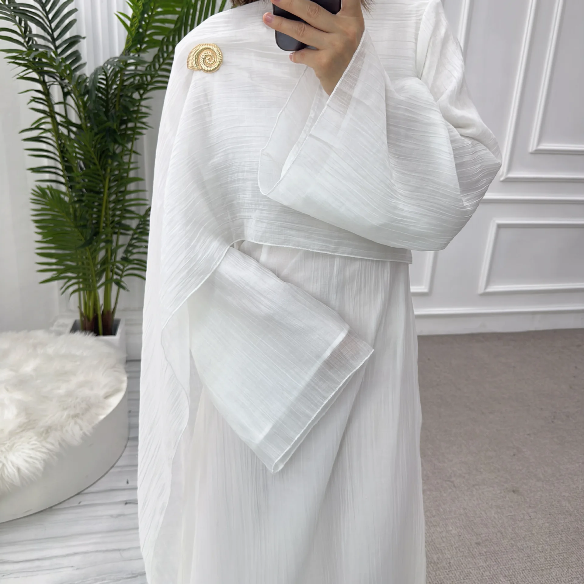 Solid Color Modest Muslim Dresses for Woman Abaya Dubai Luxury Pleated Shawl Gown Party Long Dress Islamic Clothing Eid Abayas