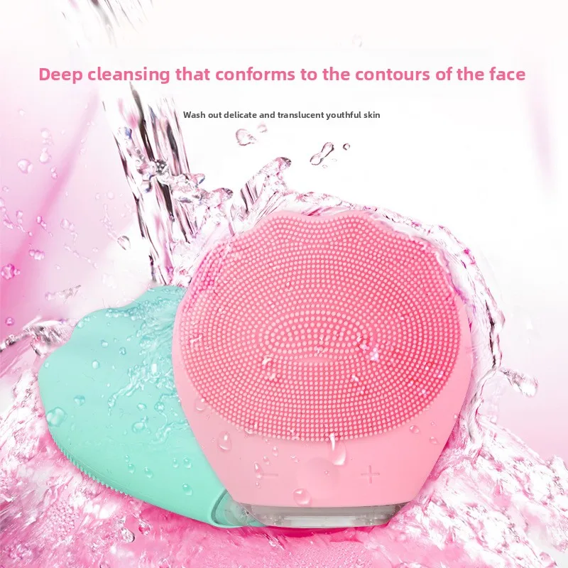 Facial Vibration Massage Face Brush Silicone Rechargeable Cleanser Deep Pore Cleaning Tool