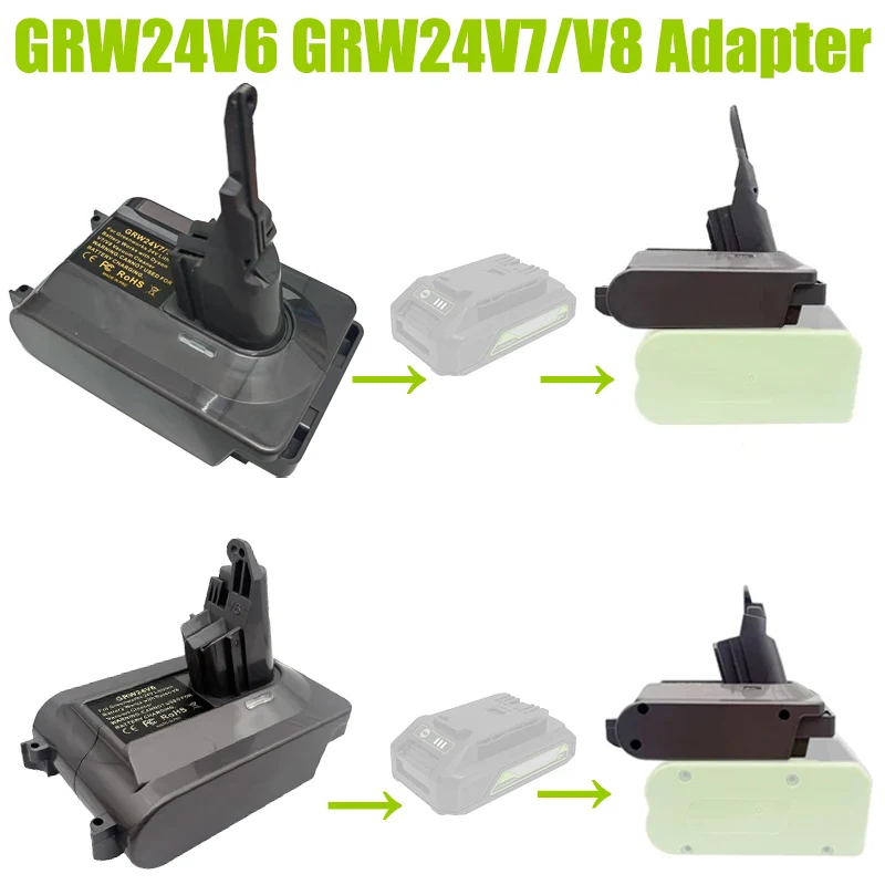 

Адаптер аккумулятора GRW24V6 GRW24V7/V8, совместимый с пылесосами серии Dyson V6/V7/V8 для литиевой батареи Greenworks 24 В